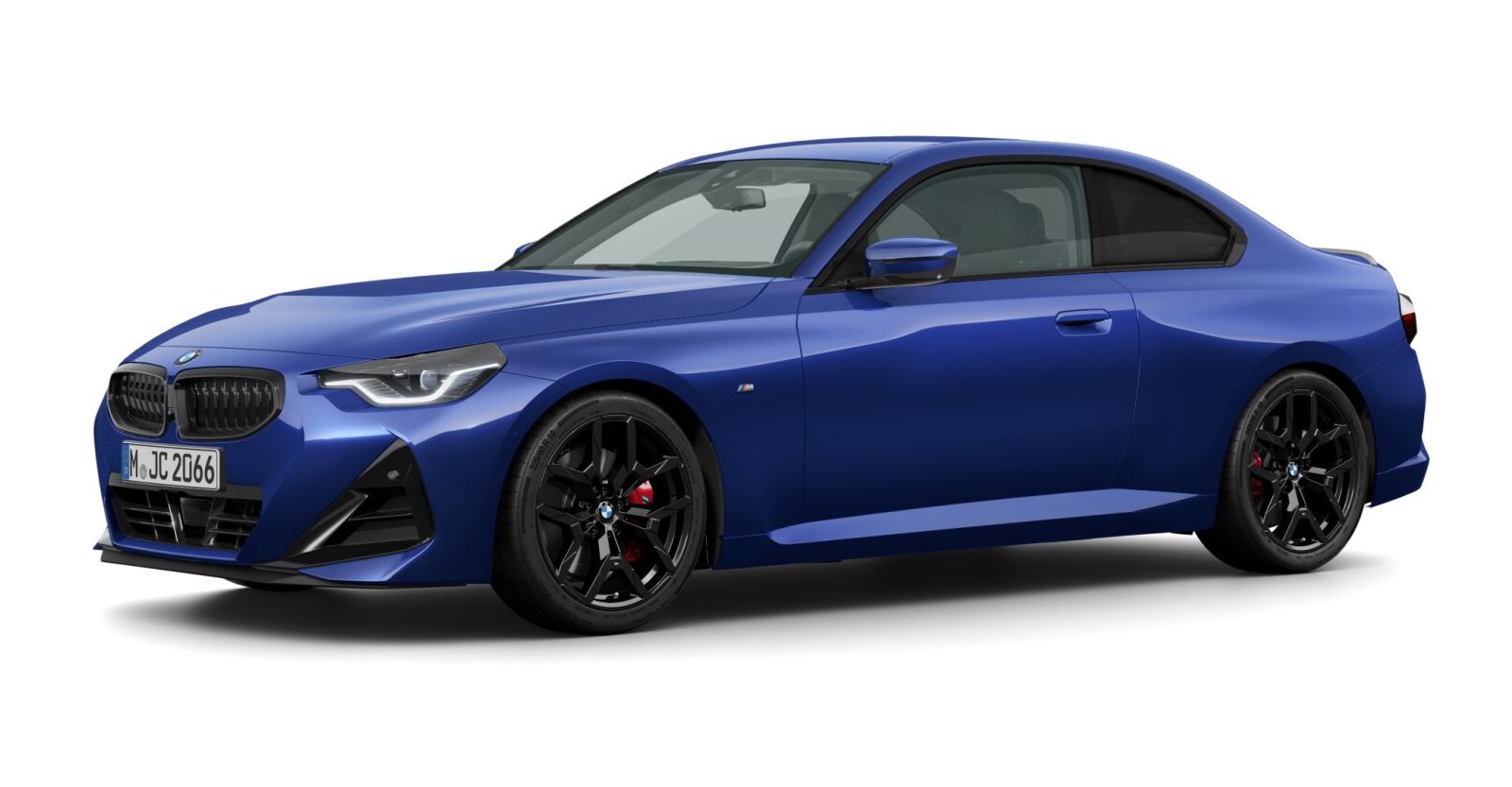 BMW 230i Coupé in Blau von vorne