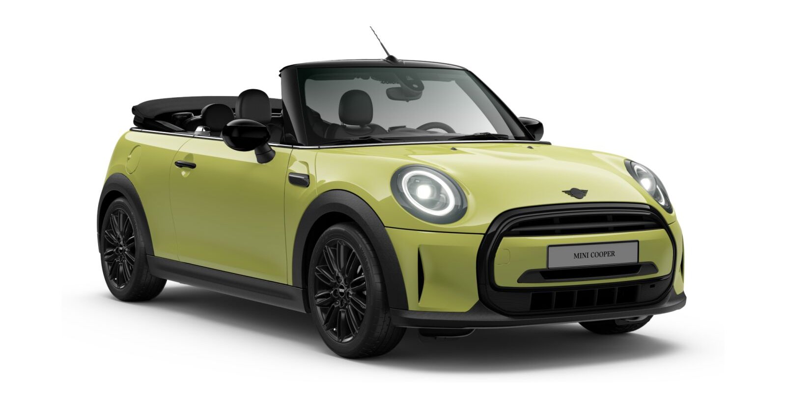 MINI Cooper Cabrio in Gelb von vorne