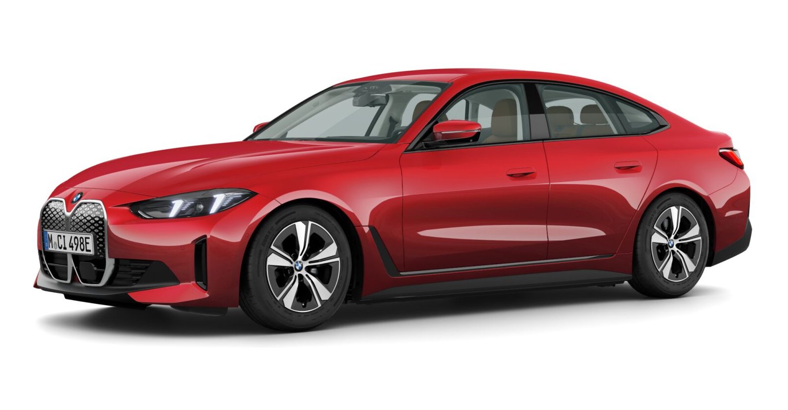 BMW i4 eDrive40 Gran Coupé in Rot von vorne