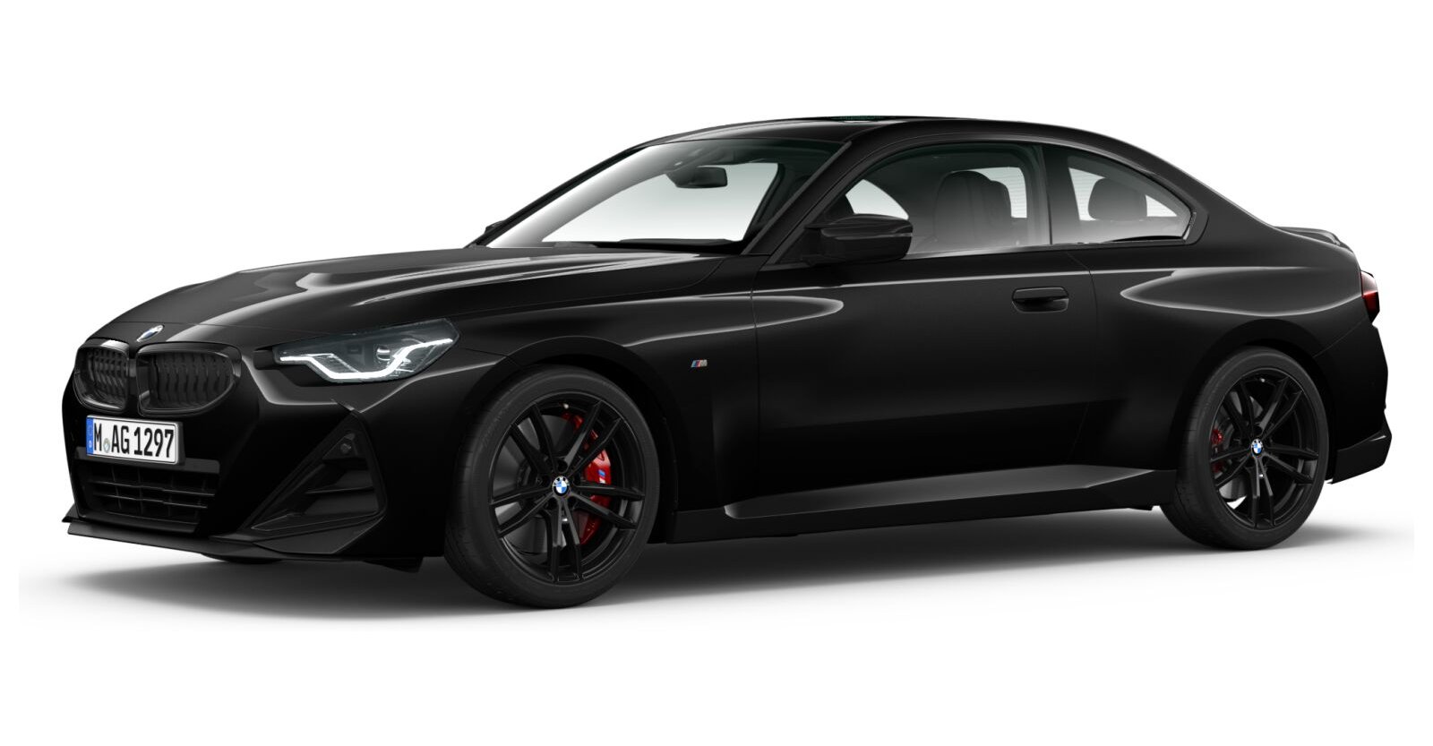BMW M240i Coupé in Schwarz von vorne BMW M240i Coupé in Schwarz von vorne