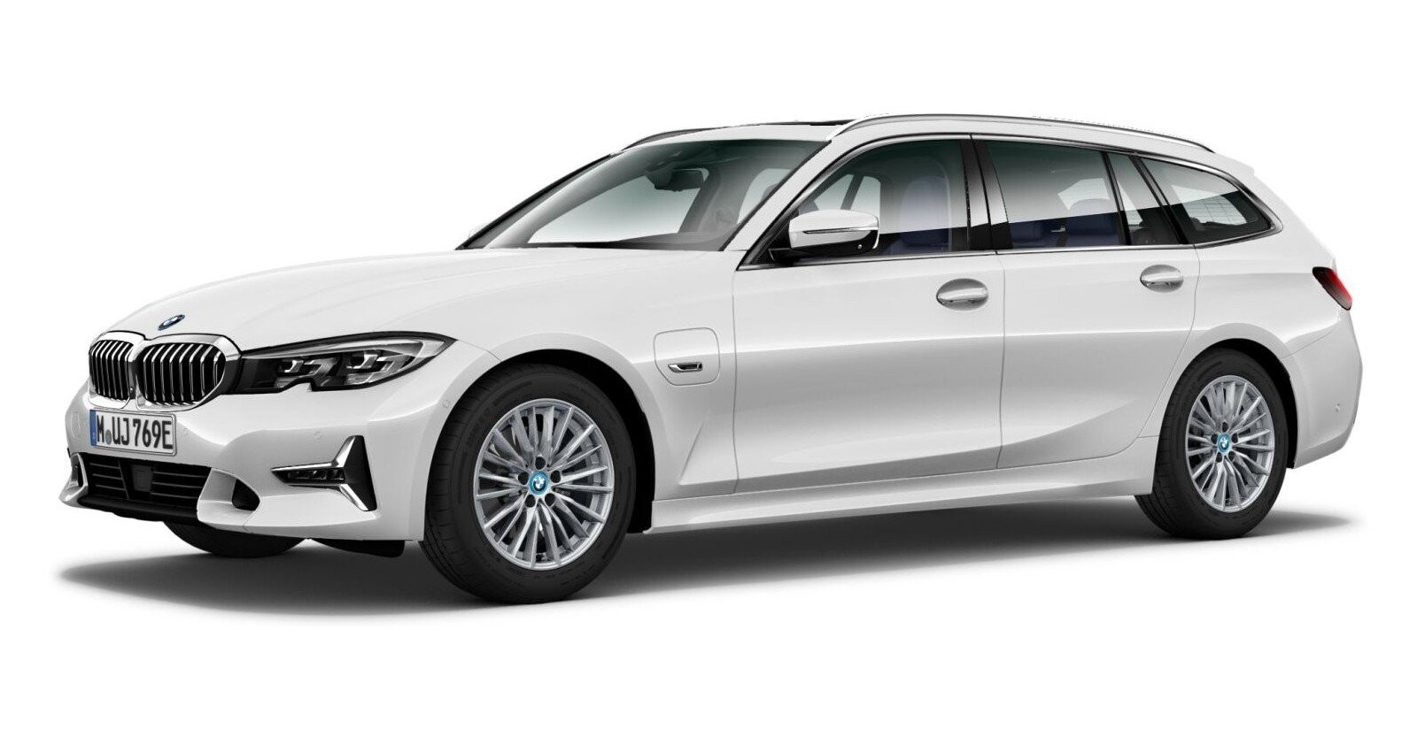 BMW 320e Touring in Weiß von vorne