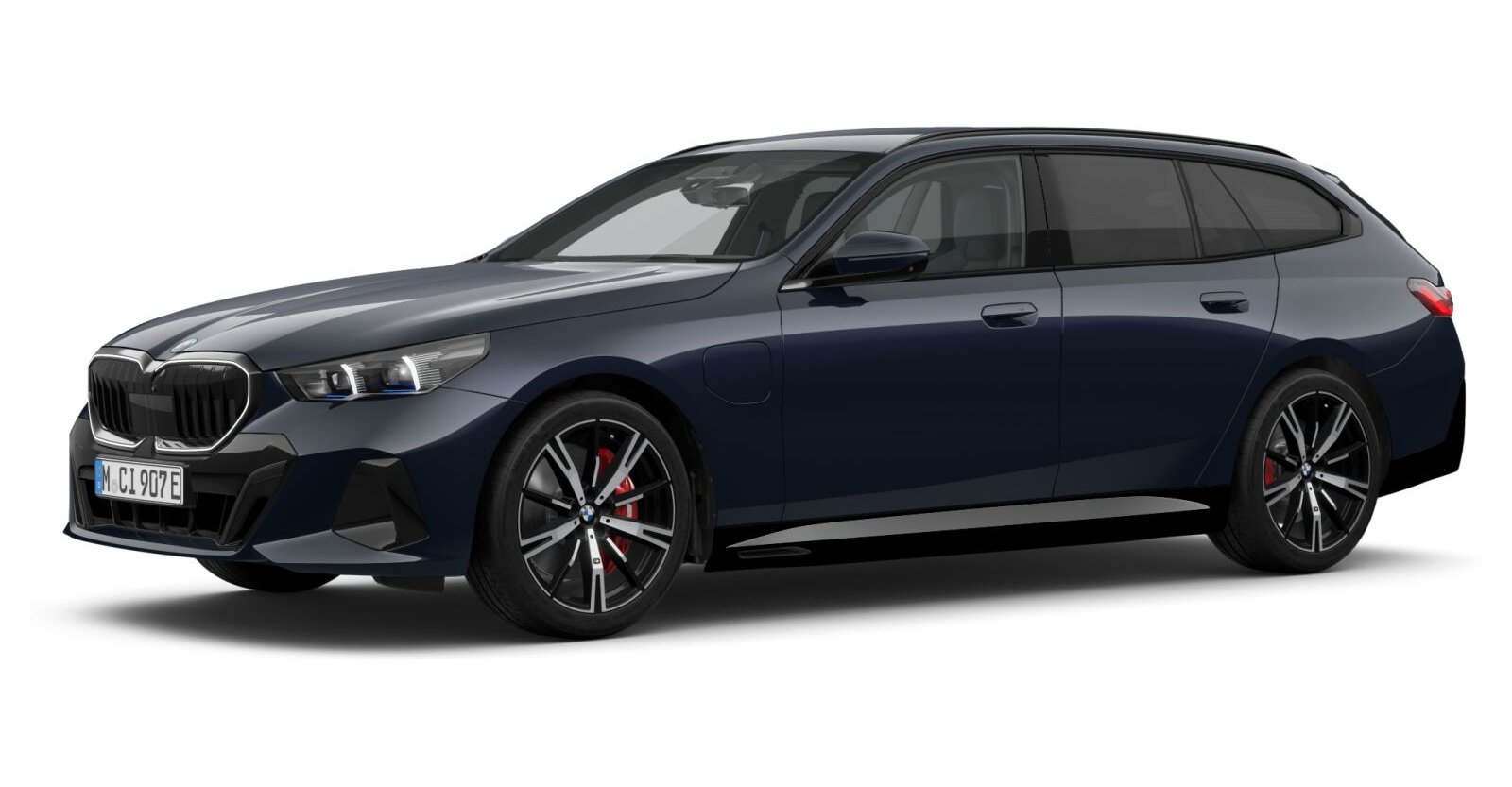 BMW 550e xDrive Touring in Schwarz von vorne BMW 550e xDrive Touring in Schwarz von vorne