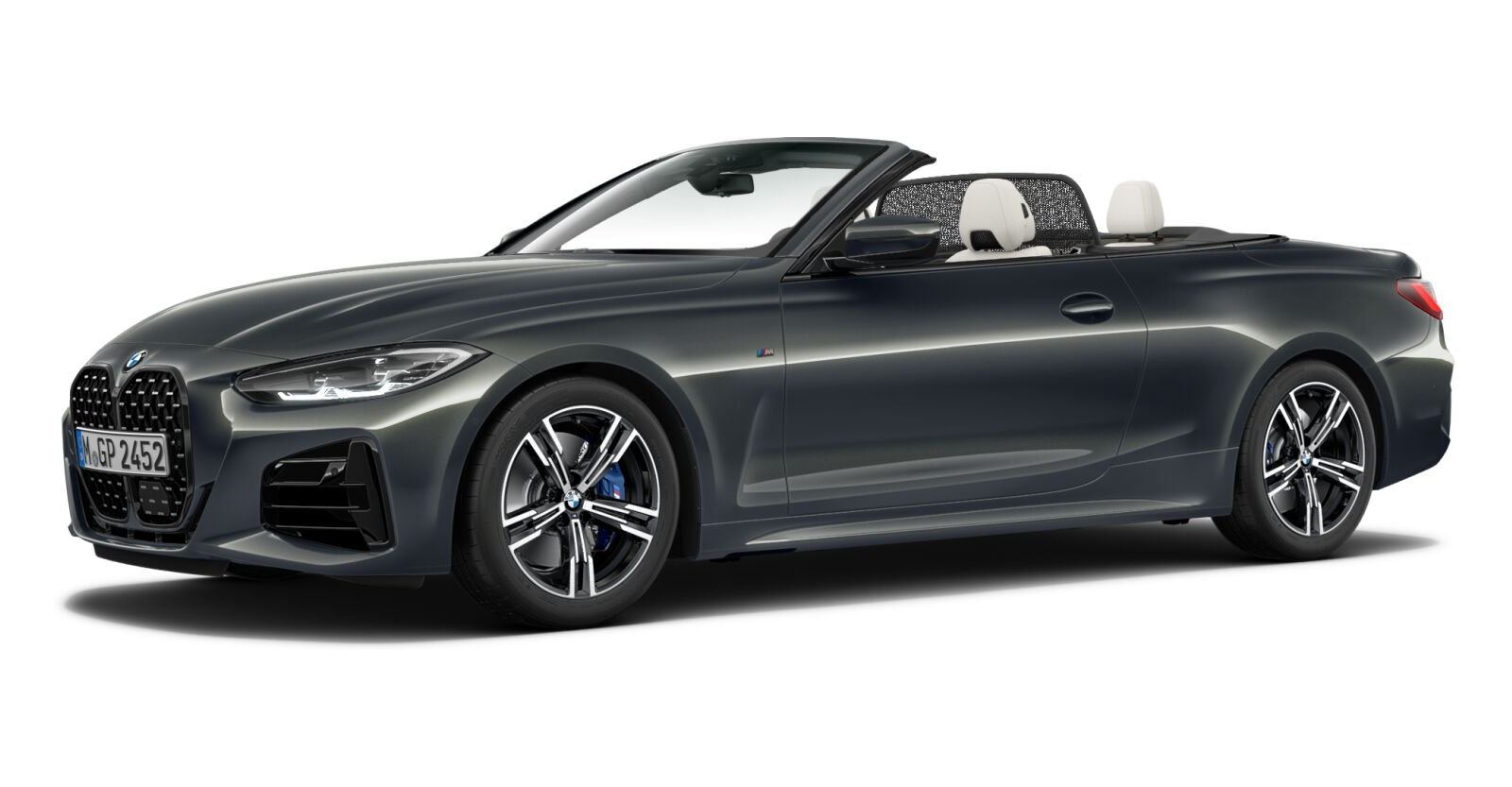 BMW M440i Cabrio in Grau von vorne BMW M440i Cabrio in Grau von vorne