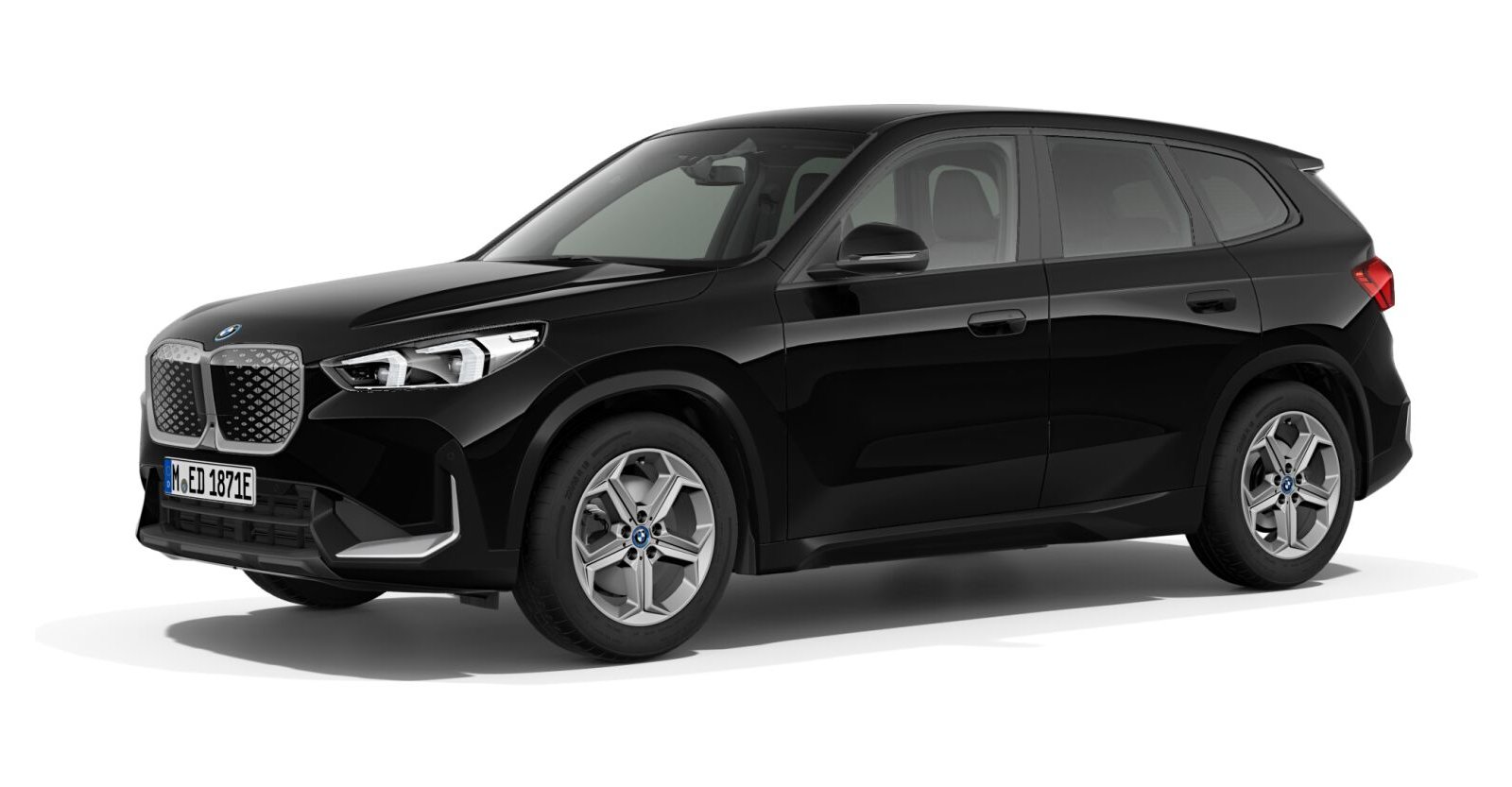BMW iX1 xDrive30 in Schwarz von vorne