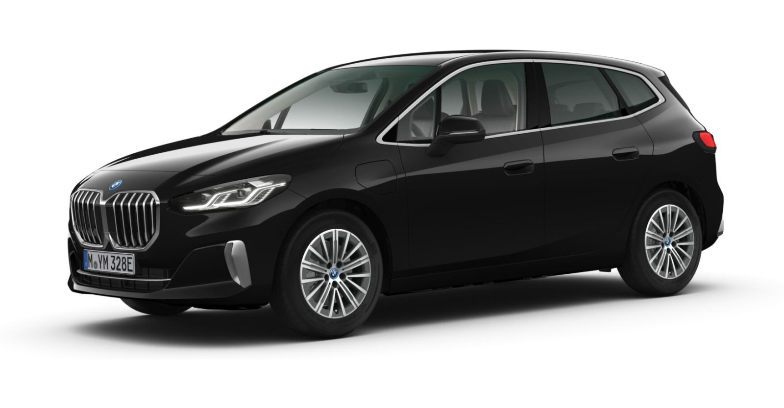 BMW 225e xDrive Active Tourer in Schwarz von vorne BMW 225e xDrive Active Tourer in Schwarz von vorne