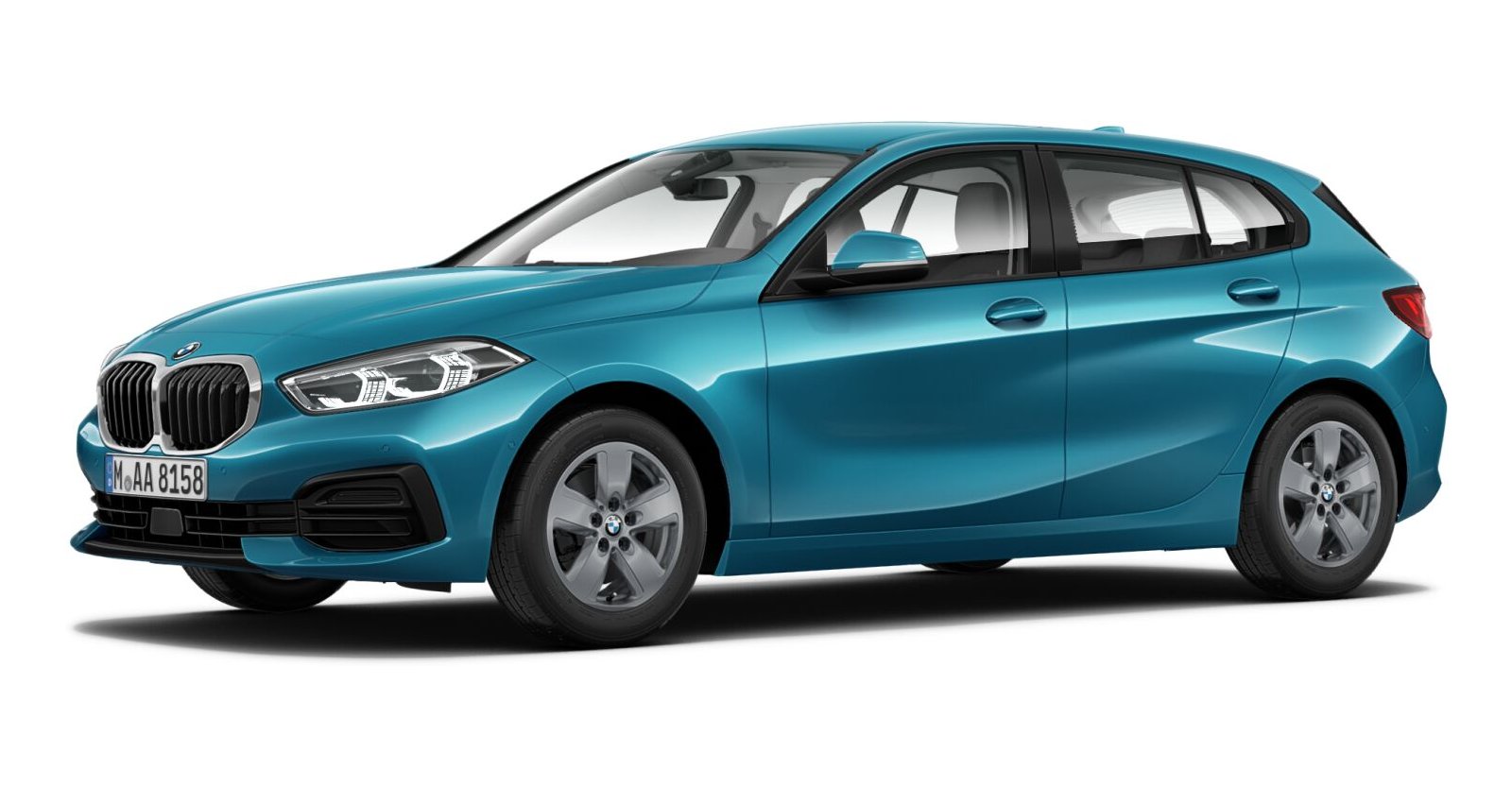 BMW 118i in Blau von vorne