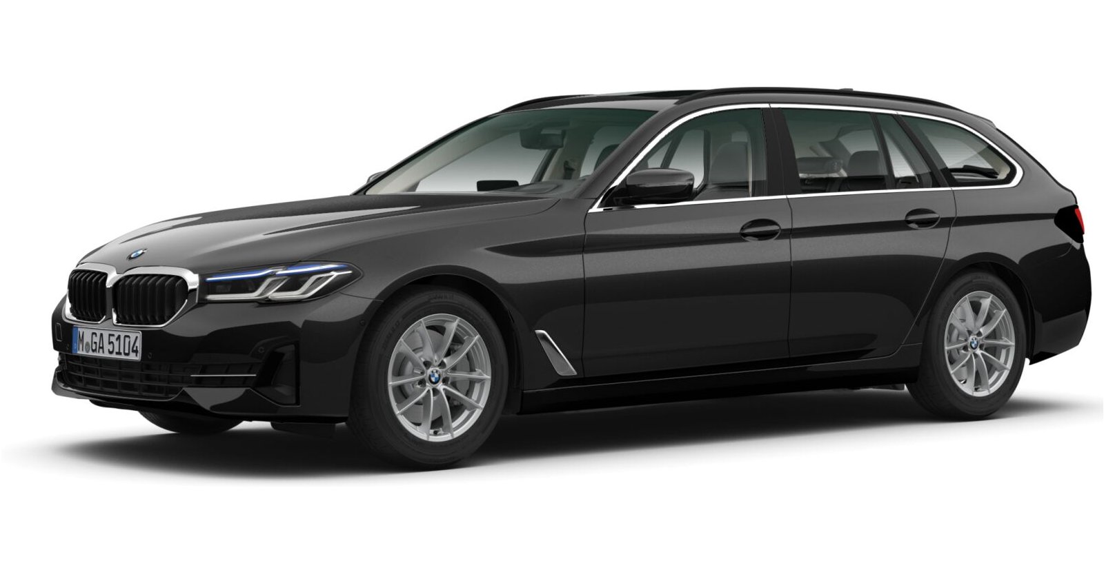 BMW 540i xDrive Touring in Schwarz von vorne