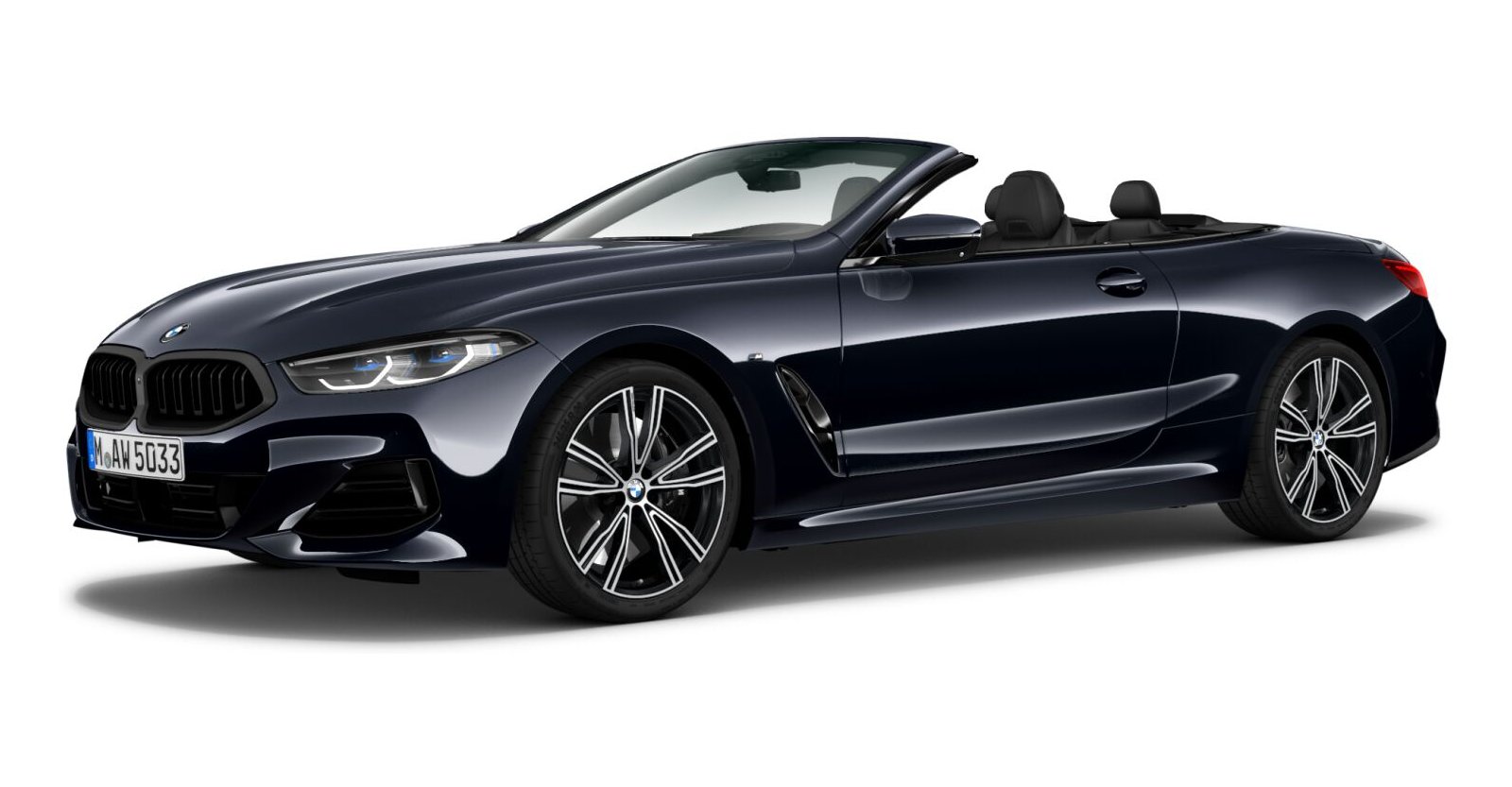BMW 840i Cabrio in Schwarz von vorne