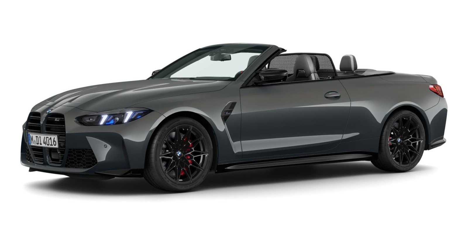 BMW M4 Competition Cabrio mit M xDrive in Grau von vorne BMW M4 Competition Cabrio mit M xDrive in Grau von vorne