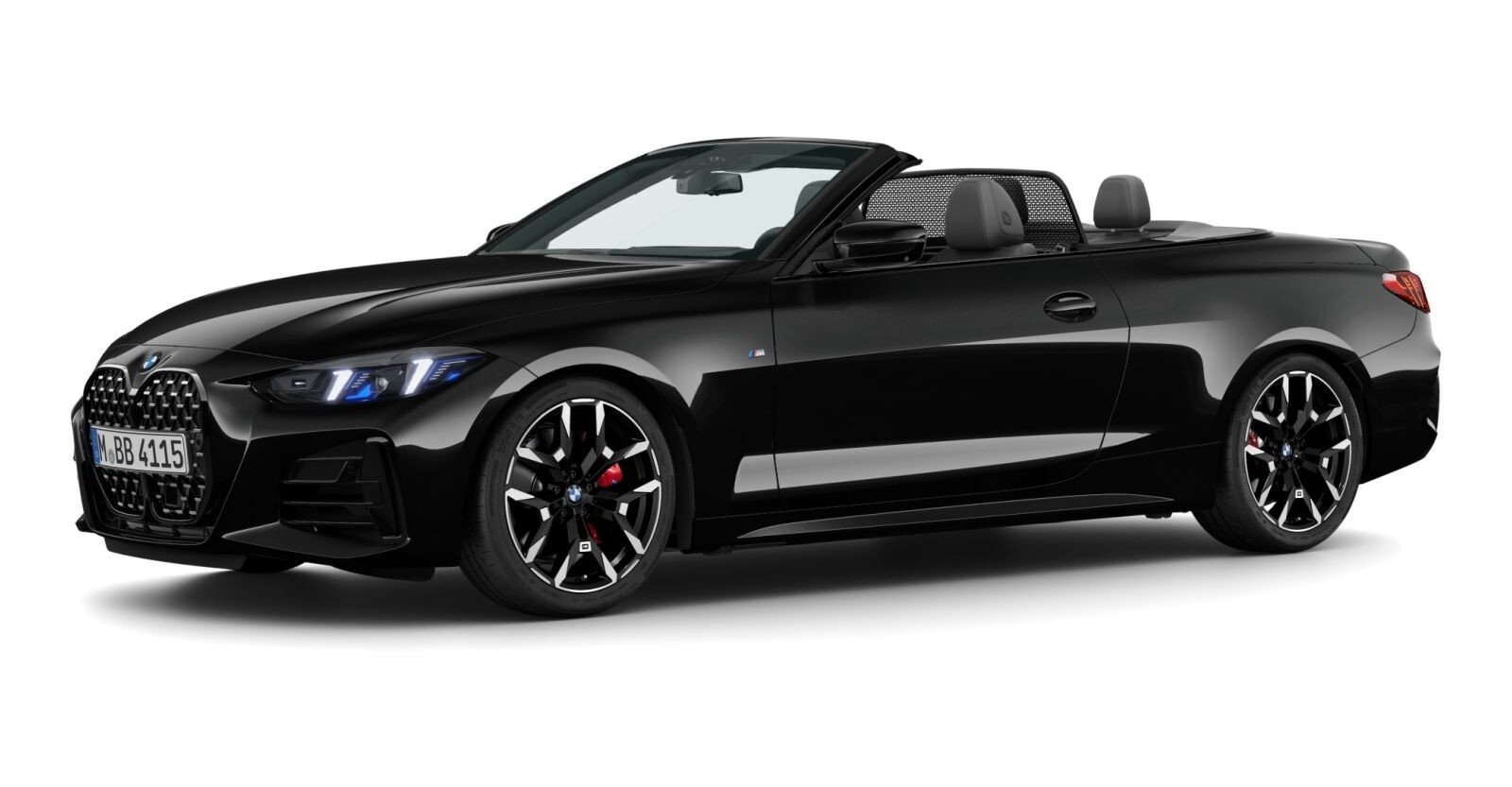 BMW 420i Cabrio in Schwarz von vorne