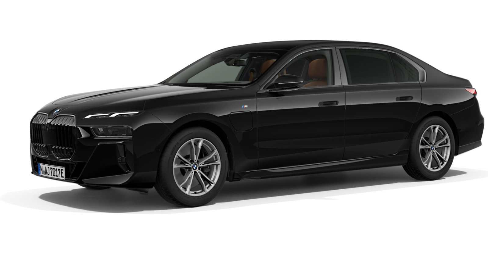 BMW 750e xDrive Limousine in Schwarz von vorne