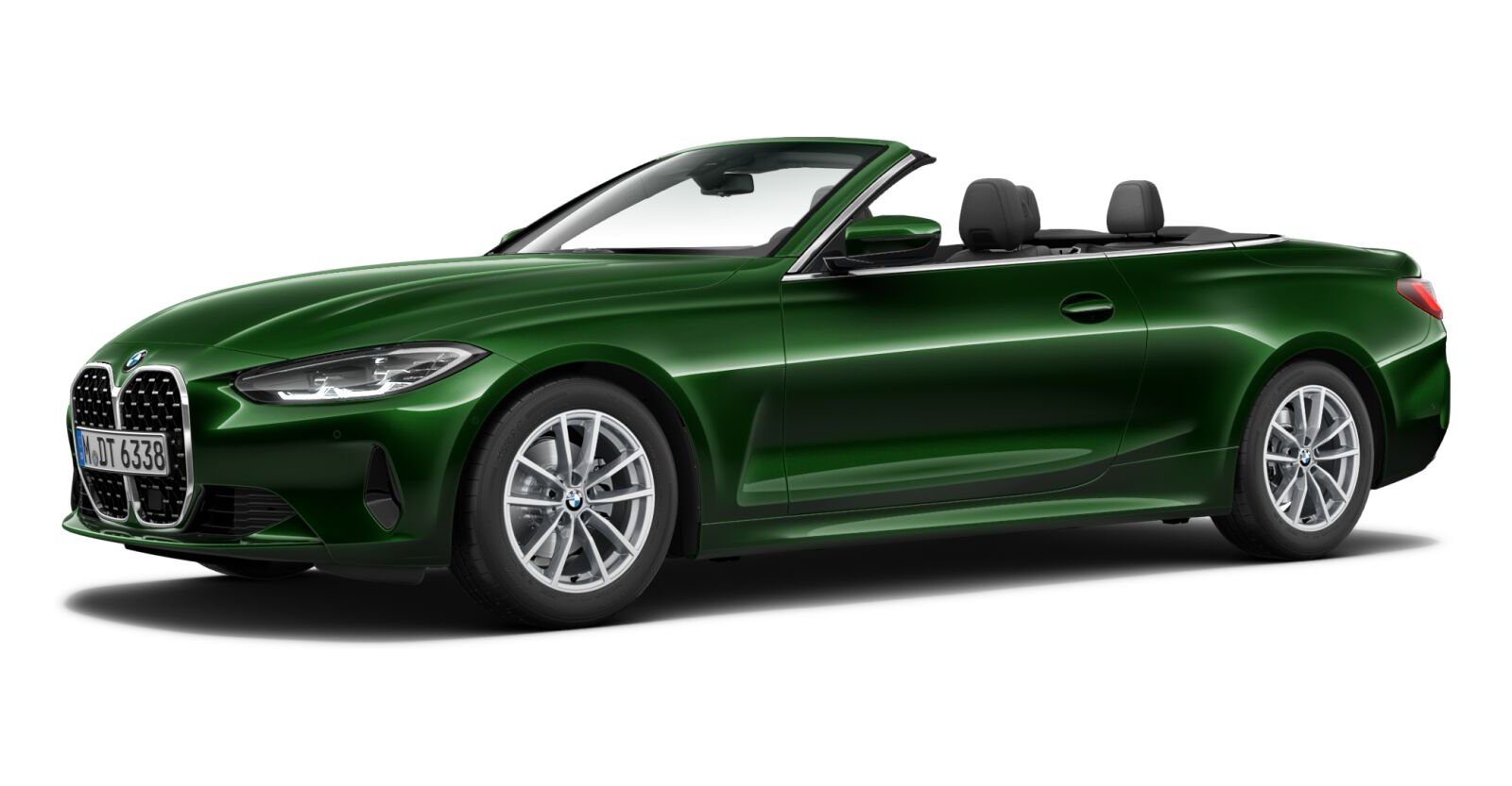 BMW 420i Cabrio in Grün von vorne