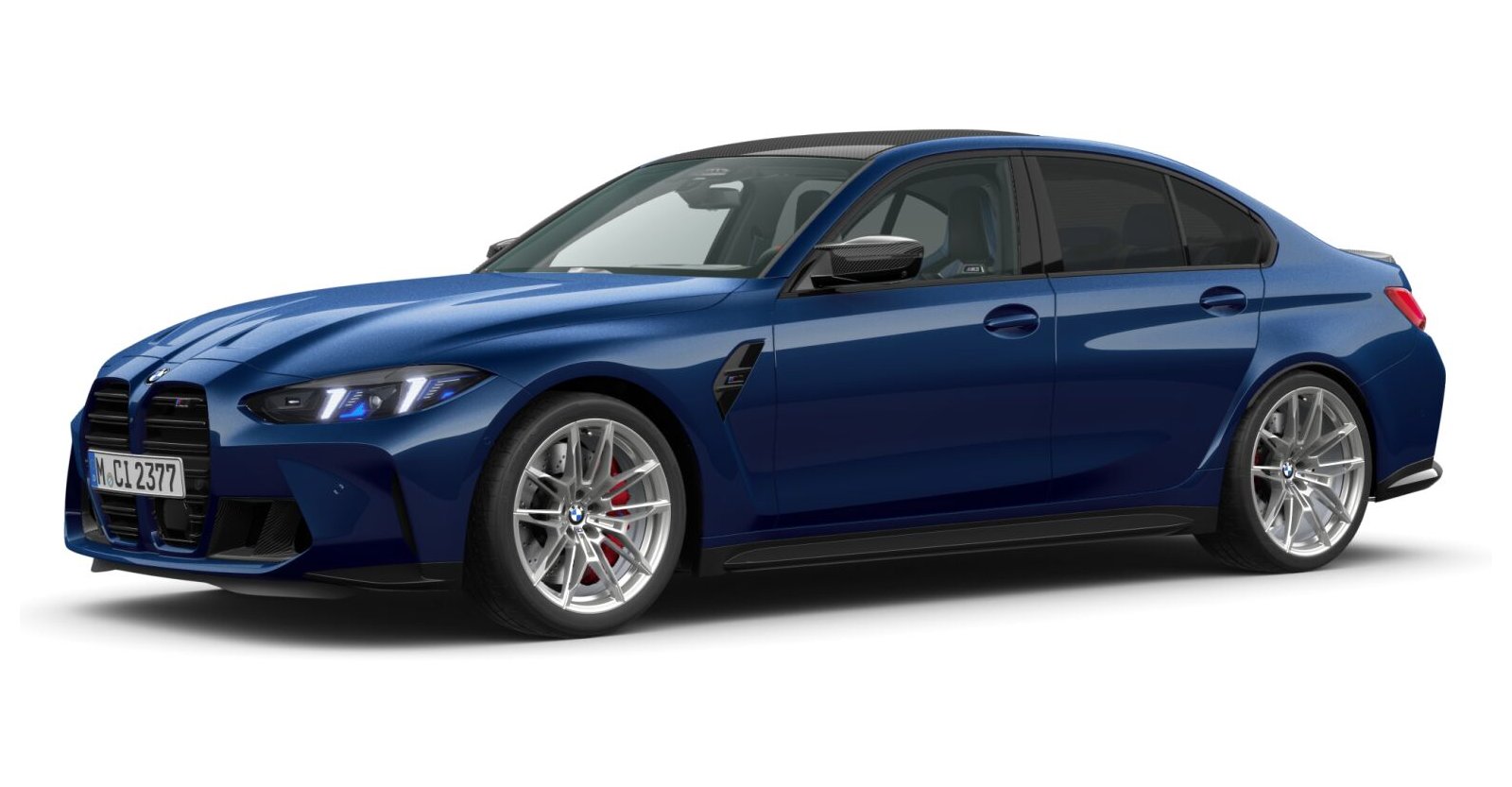 BMW M3 Competition Limousine mit M xDrive in Blau von vorne