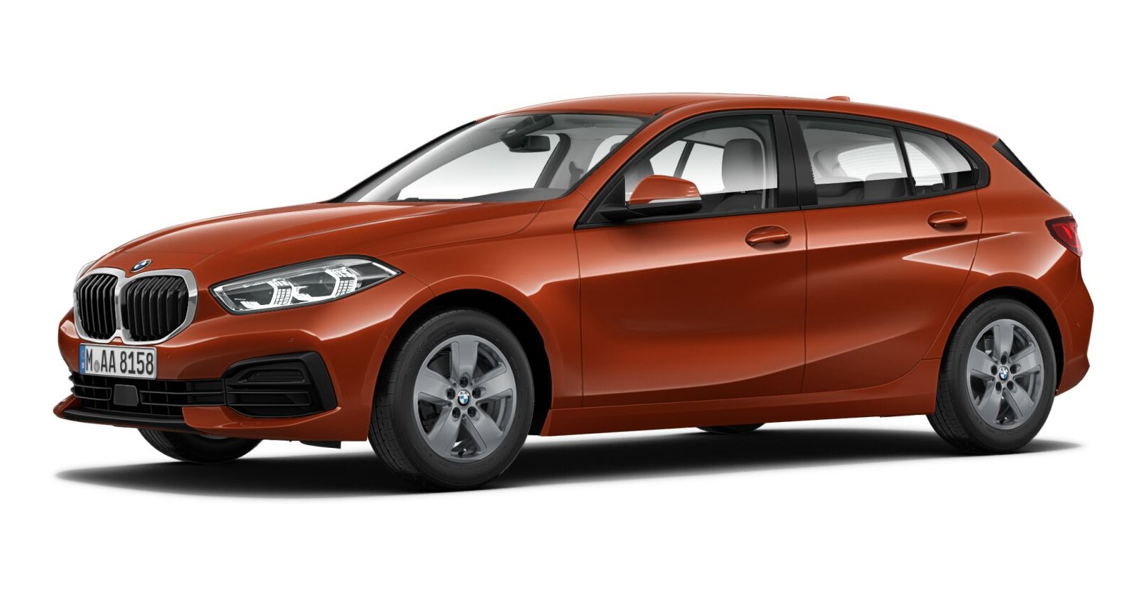 BMW 118i in Orange von vorne BMW 118i in Orange von vorne