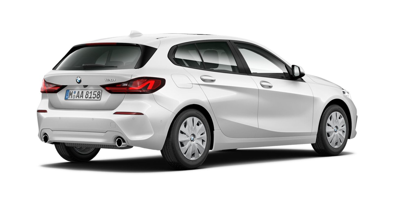 BMW BMW 1er in Weiß von hinten BMW BMW 1er in Weiß von hinten
