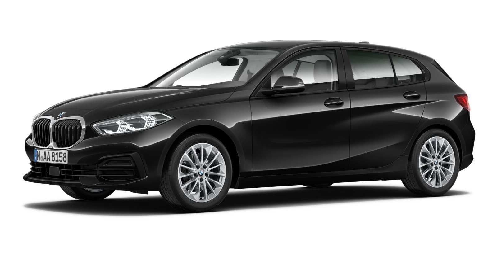 BMW 118i in Schwarz von vorne