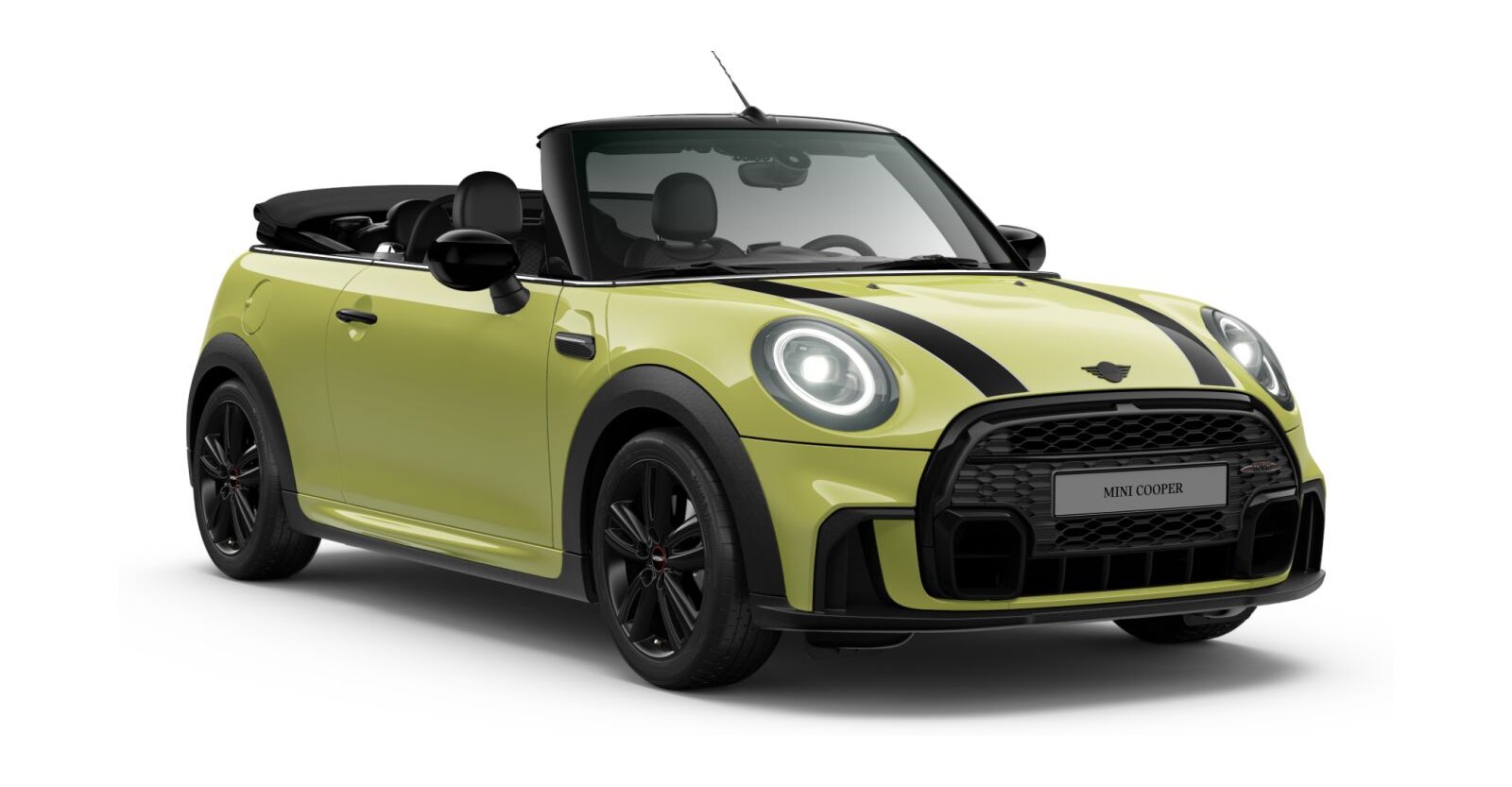MINI Cooper Cabrio in Gelb von vorne MINI Cooper Cabrio in Gelb von vorne