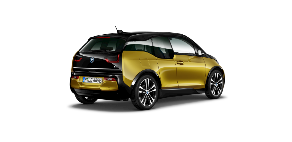 BMW BMW I in Gold von hinten