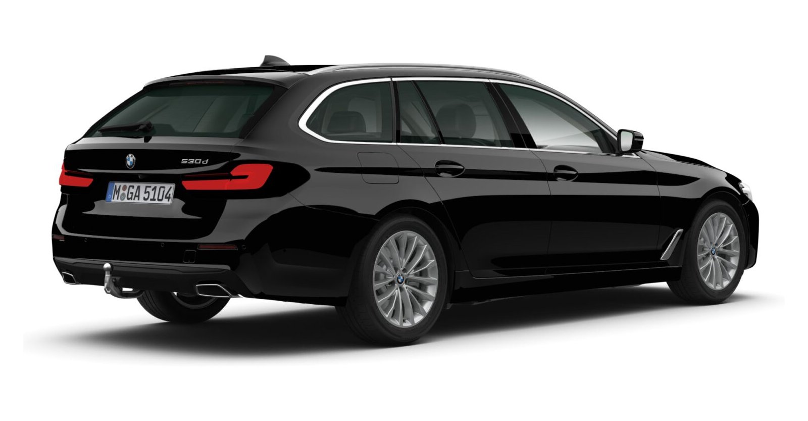 BMW BMW 5er in Schwarz von hinten