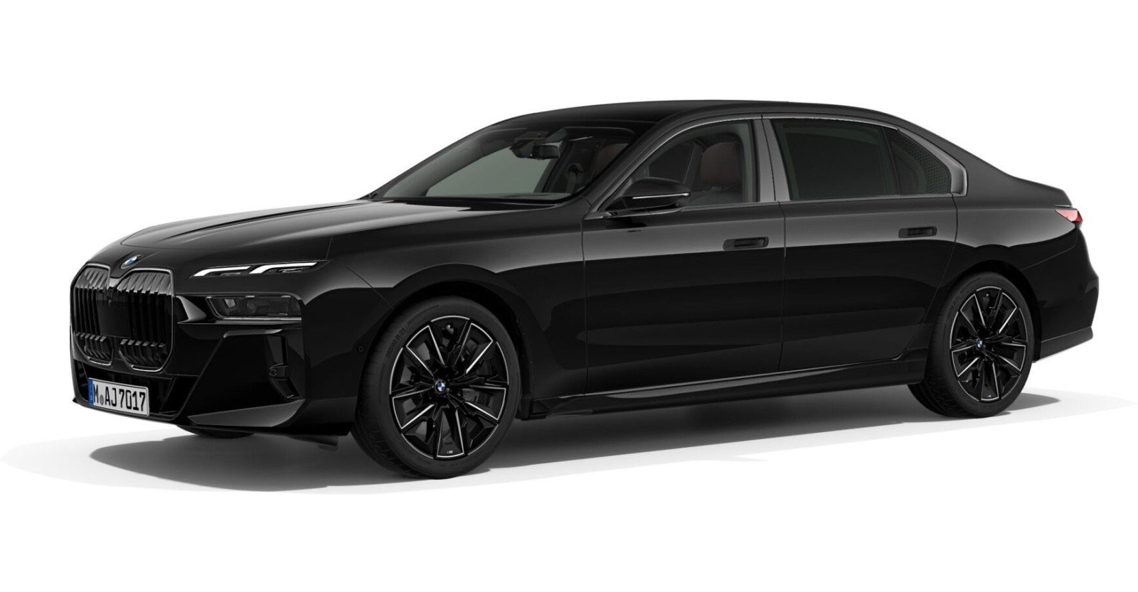 BMW 740d xDrive Limousine in Schwarz von vorne