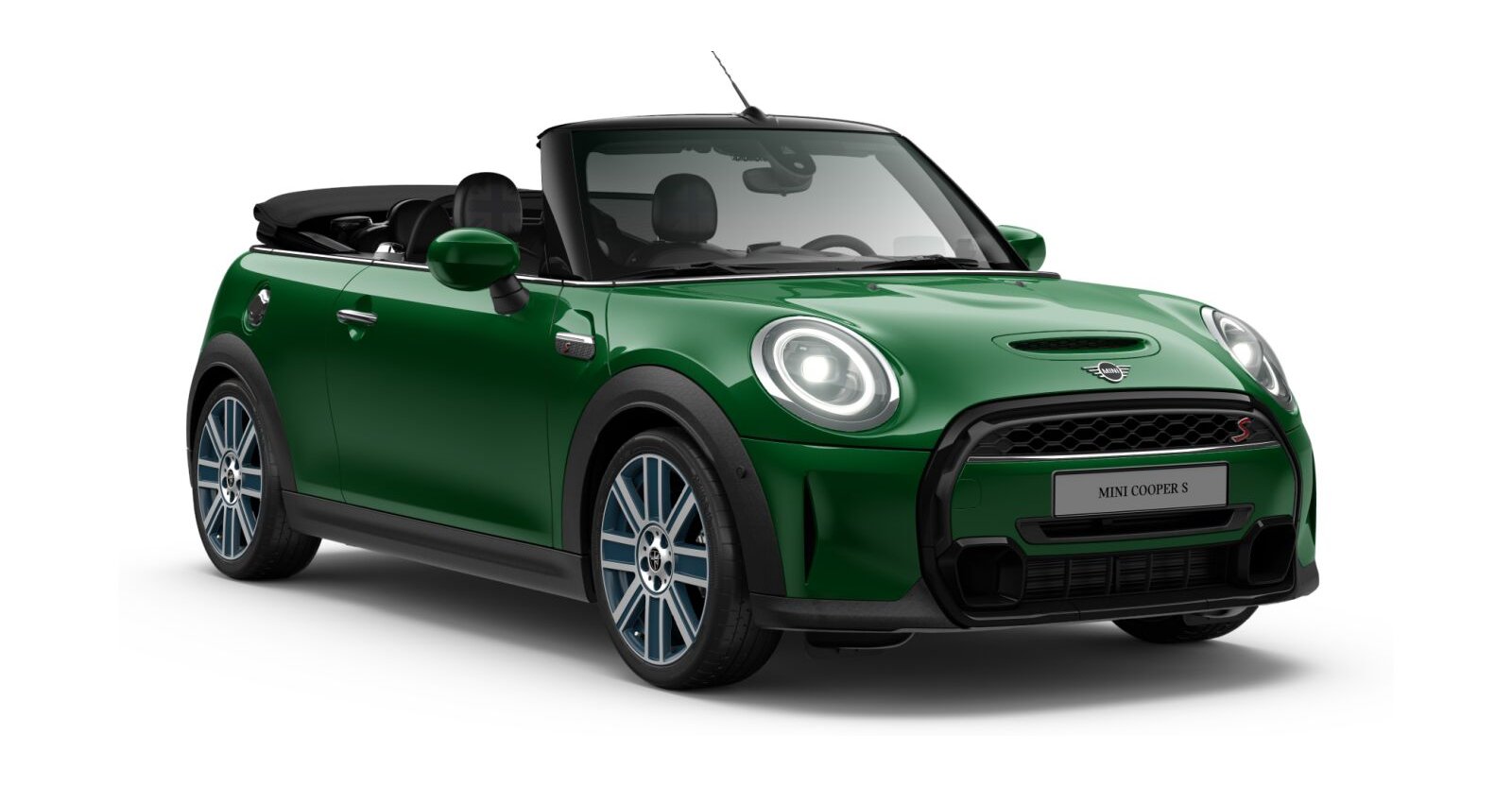 MINI Cooper S Cabrio in Grün von vorne MINI Cooper S Cabrio in Grün von vorne