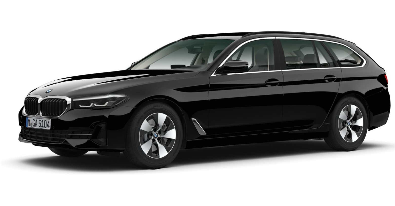 BMW 520d Touring in Schwarz von vorne BMW 520d Touring in Schwarz von vorne