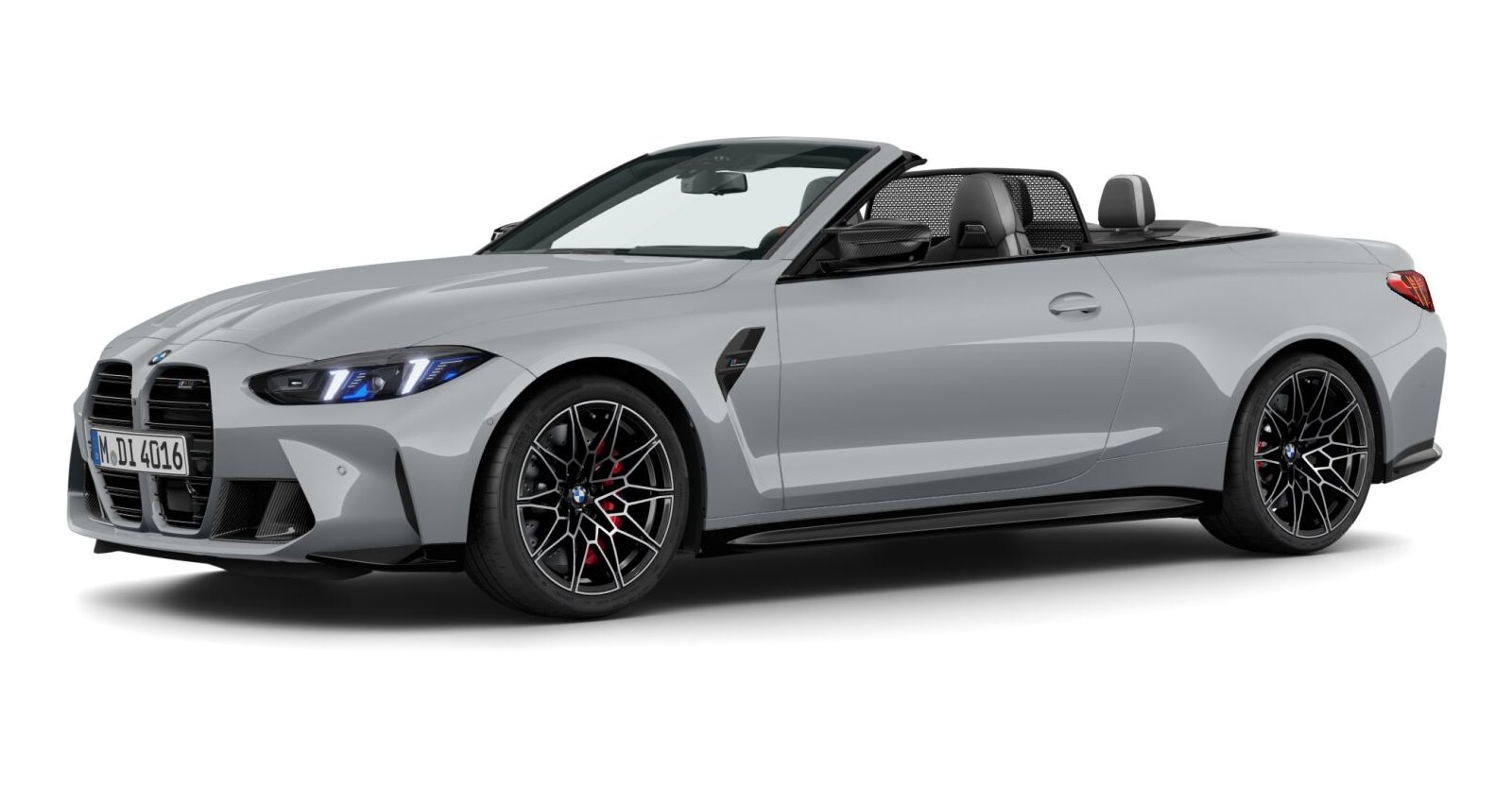 BMW M4 Competition Cabrio mit M xDrive in Grau von vorne