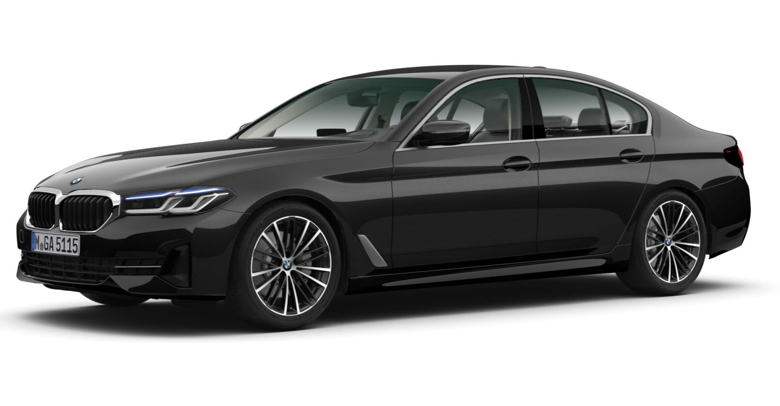 BMW 530i xDrive Limousine in Schwarz von vorne BMW 530i xDrive Limousine in Schwarz von vorne