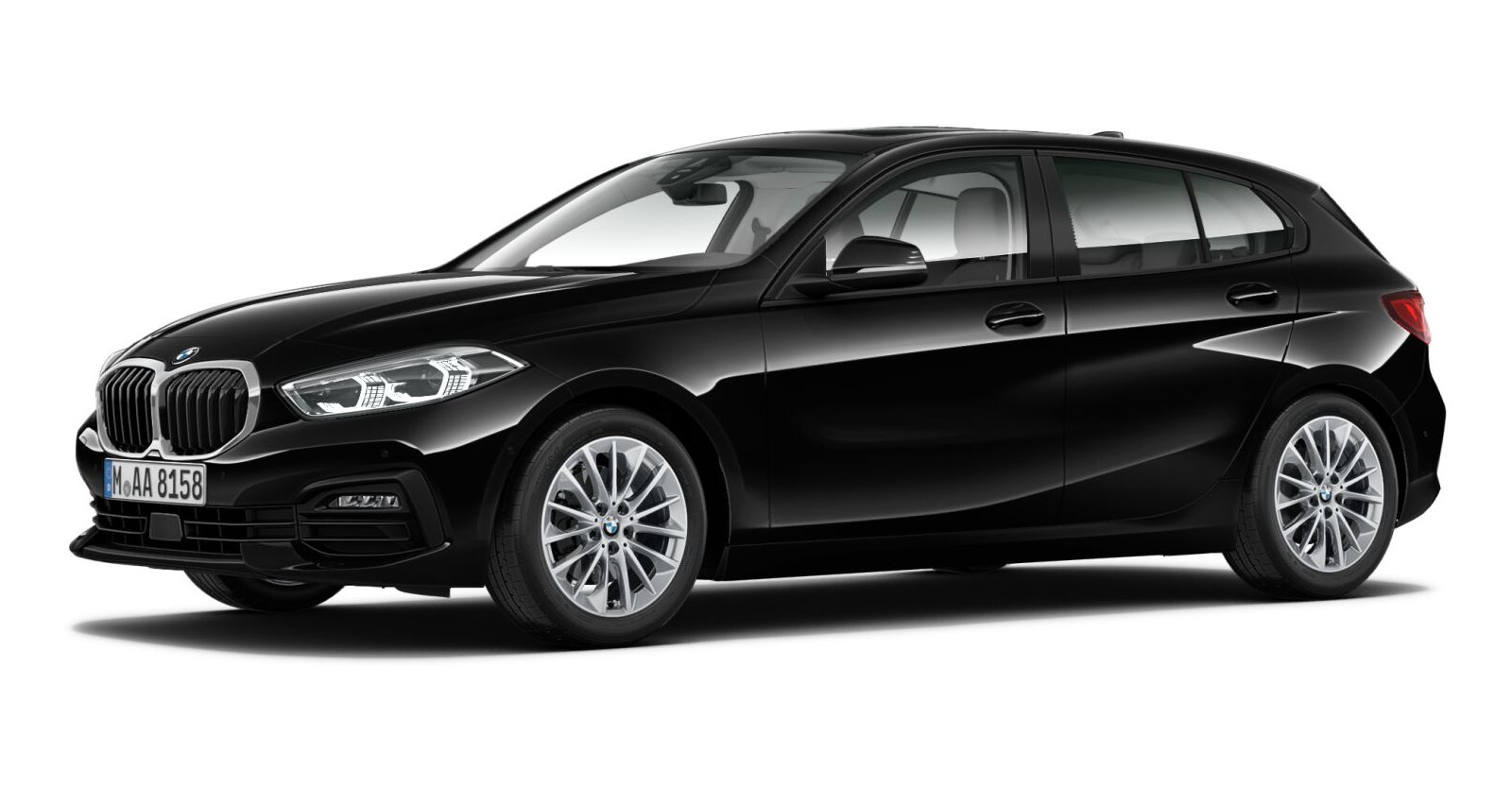 BMW 118i in Schwarz von vorne BMW 118i in Schwarz von vorne