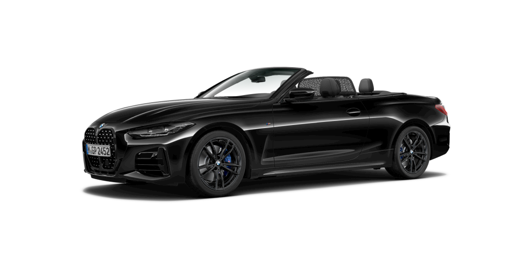 BMW M440i xDrive Cabrio in Schwarz von vorne