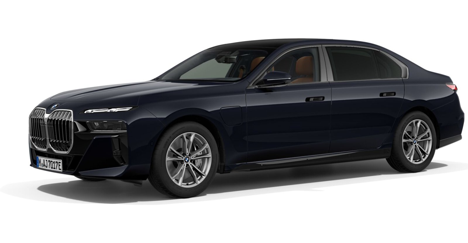 BMW 750e xDrive Limousine in Schwarz von vorne