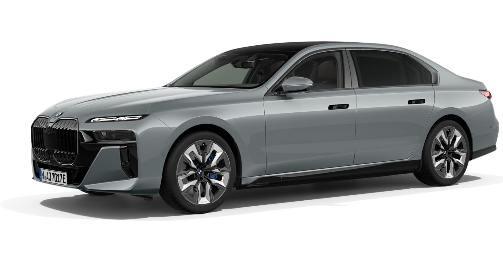 BMW i7 xDrive60 Limousine in Grau von vorne BMW i7 xDrive60 Limousine in Grau von vorne