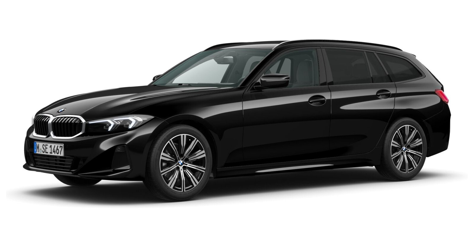 BMW 318i Touring in Schwarz von vorne BMW 318i Touring in Schwarz von vorne