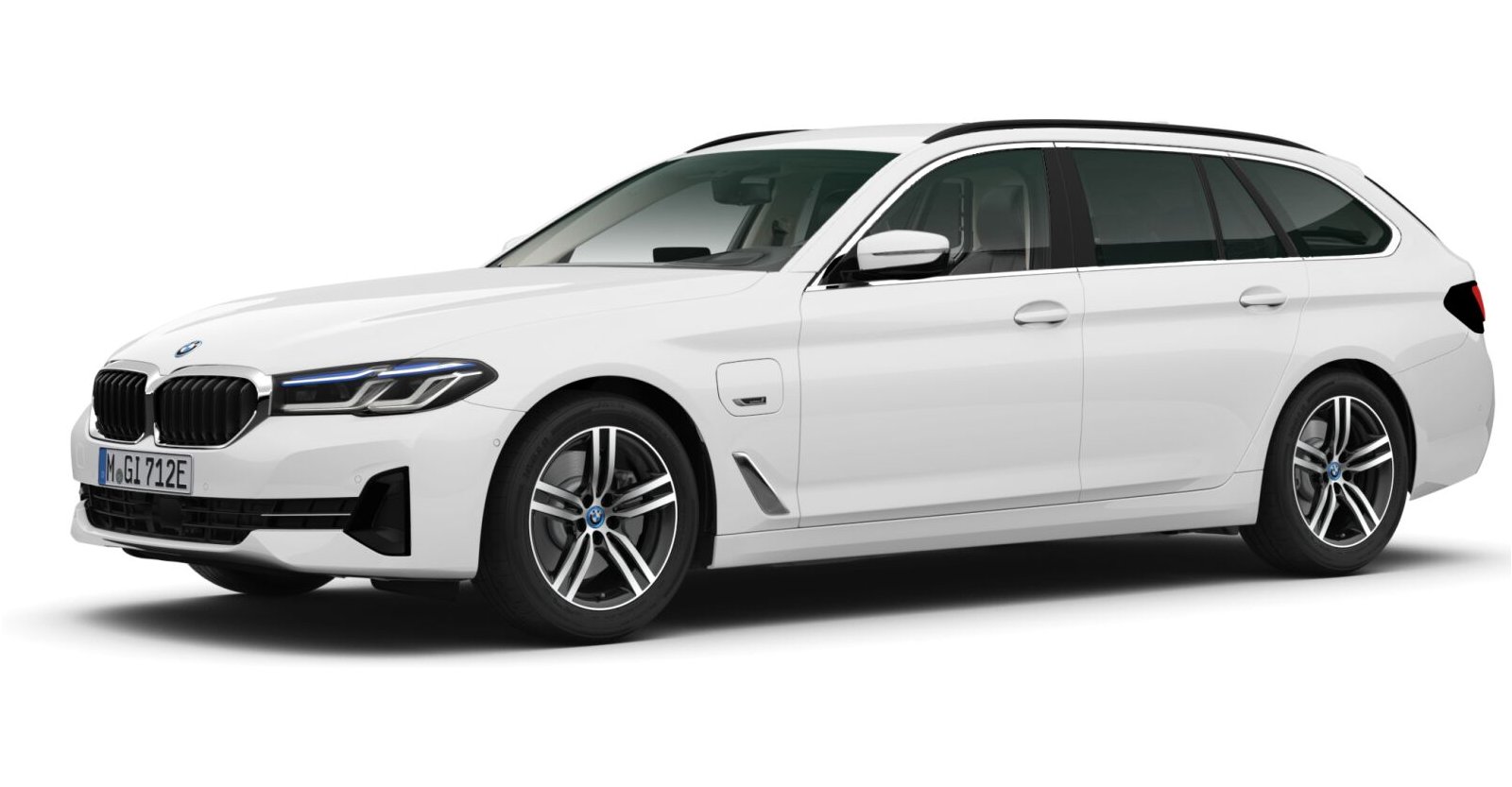 BMW 530e xDrive Touring in Weiß von vorne BMW 530e xDrive Touring in Weiß von vorne