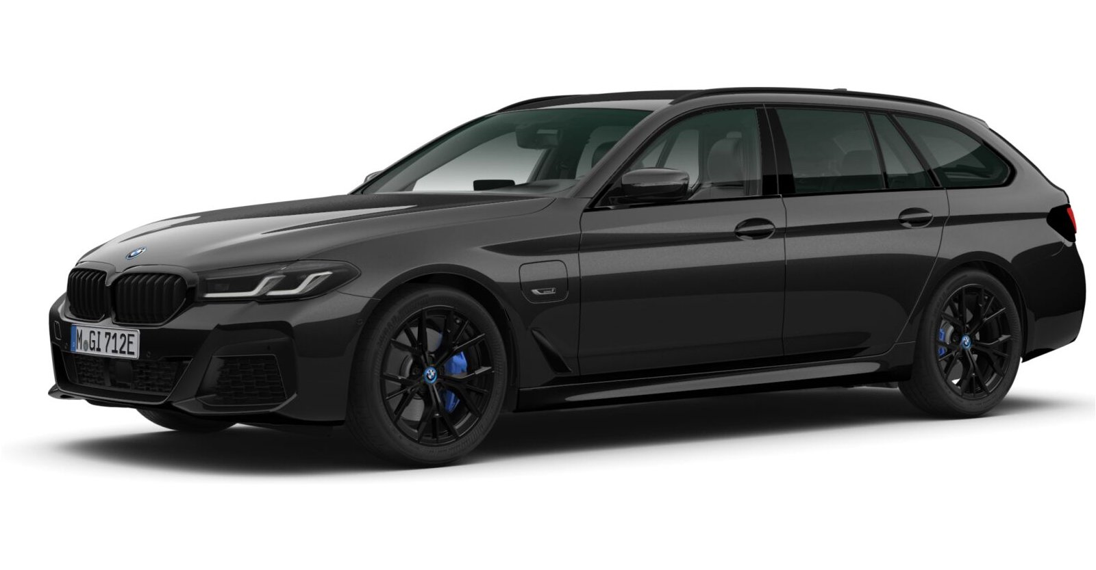 BMW 530e Touring in Schwarz von vorne BMW 530e Touring in Schwarz von vorne