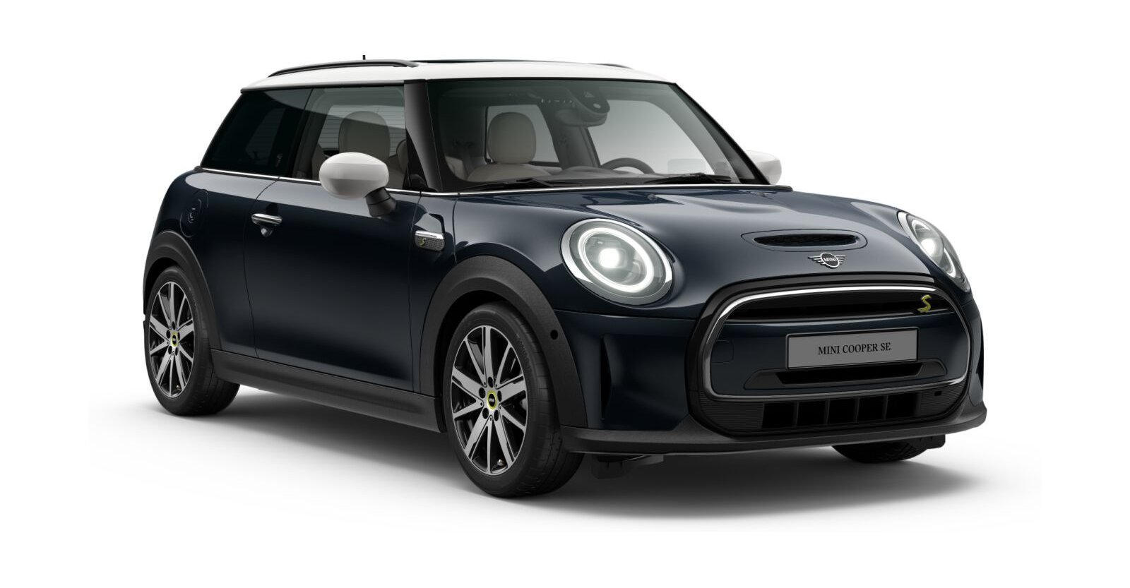 MINI Cooper SE in Schwarz von vorne MINI Cooper SE in Schwarz von vorne