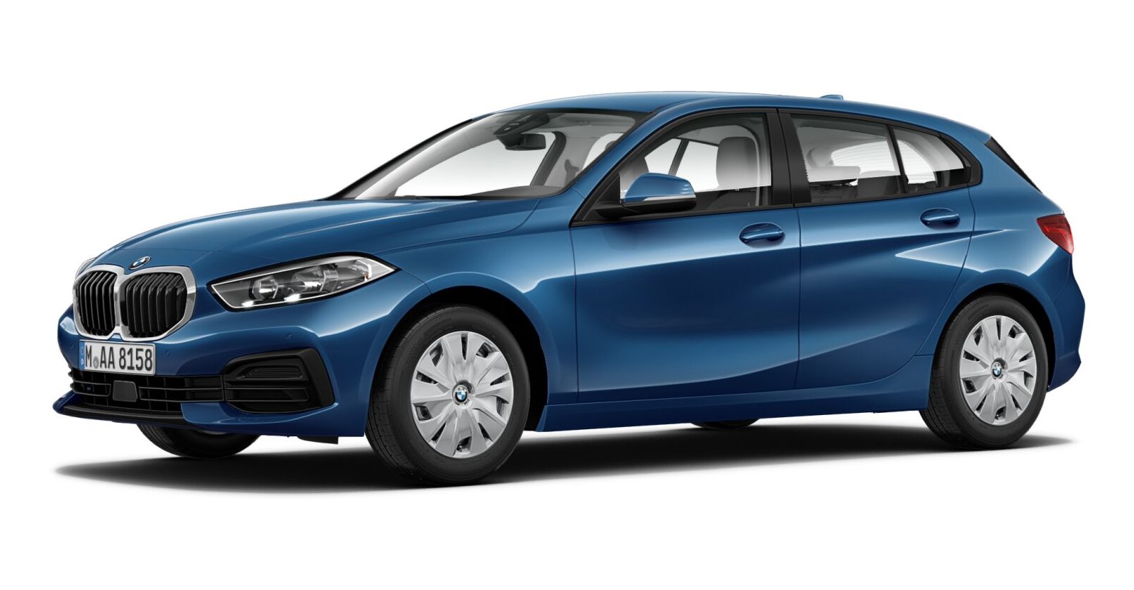 BMW 116i in Blau von vorne