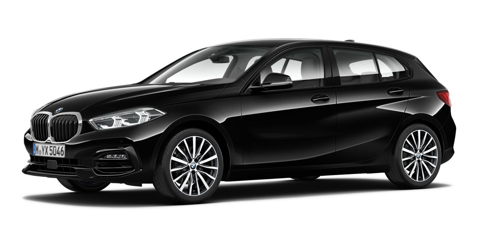BMW 118i in Schwarz von vorne BMW 118i in Schwarz von vorne