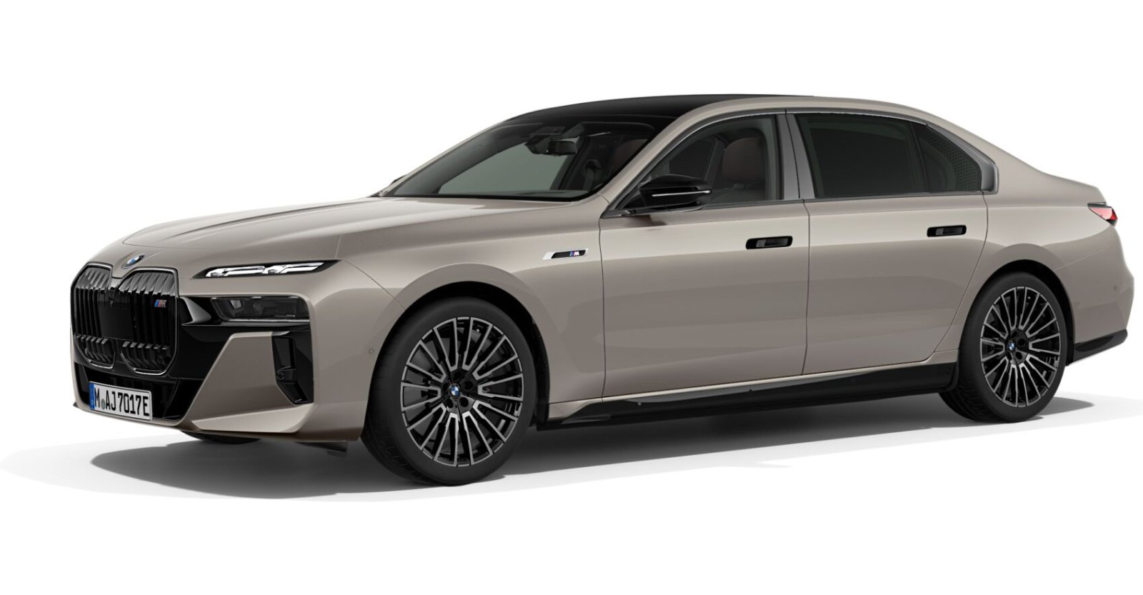BMW i7 M70 xDrive Limousine in Grau von vorne BMW i7 M70 xDrive Limousine in Grau von vorne