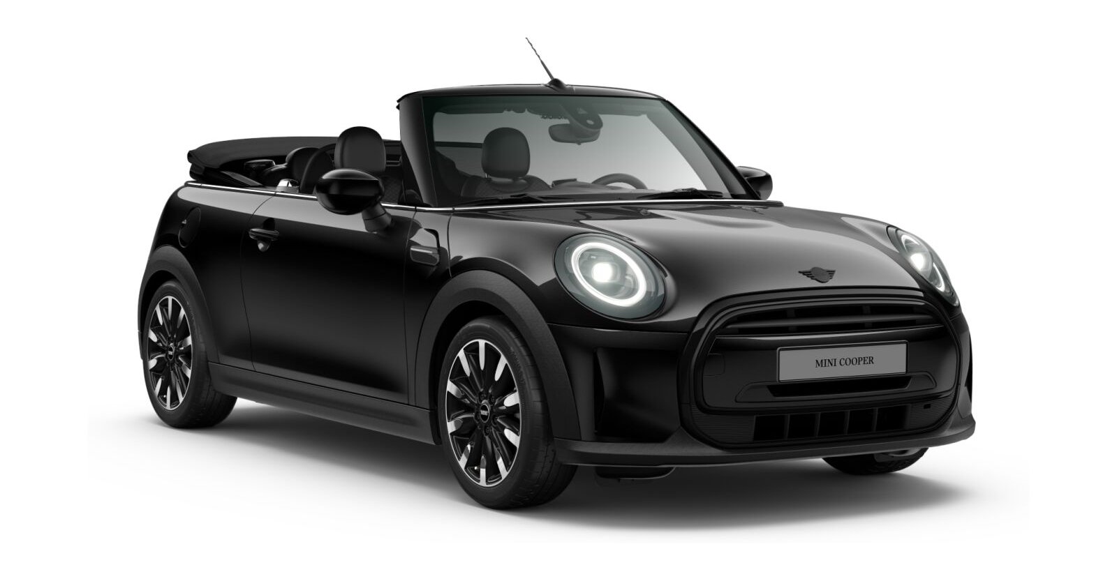 MINI Cooper Cabrio in Schwarz von vorne MINI Cooper Cabrio in Schwarz von vorne