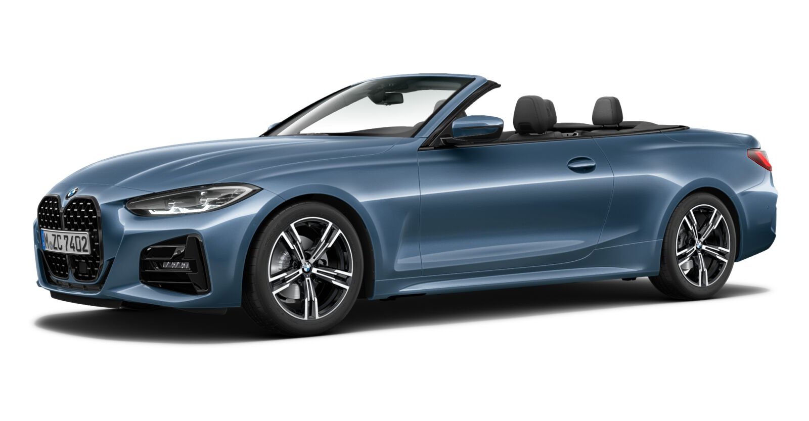 BMW 420i Cabrio in Blau von vorne