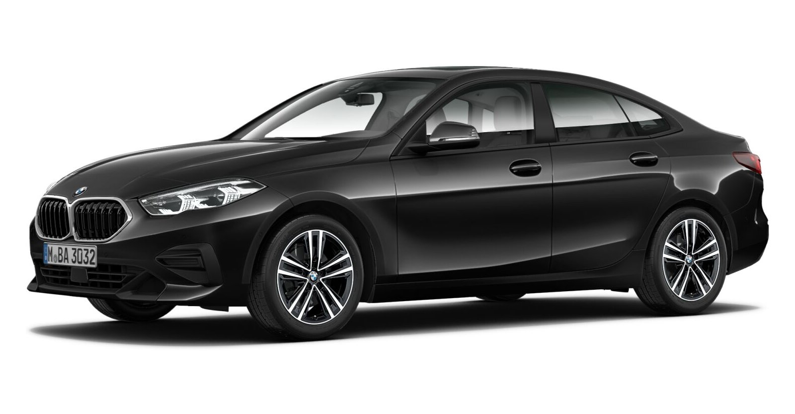 BMW 218d Gran Coupé in Schwarz von vorne BMW 218d Gran Coupé in Schwarz von vorne