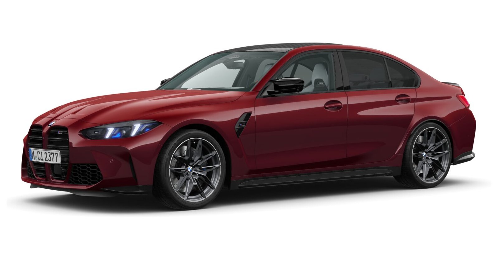 BMW M3 Competition Limousine mit M xDrive in Rot von vorne BMW M3 Competition Limousine mit M xDrive in Rot von vorne