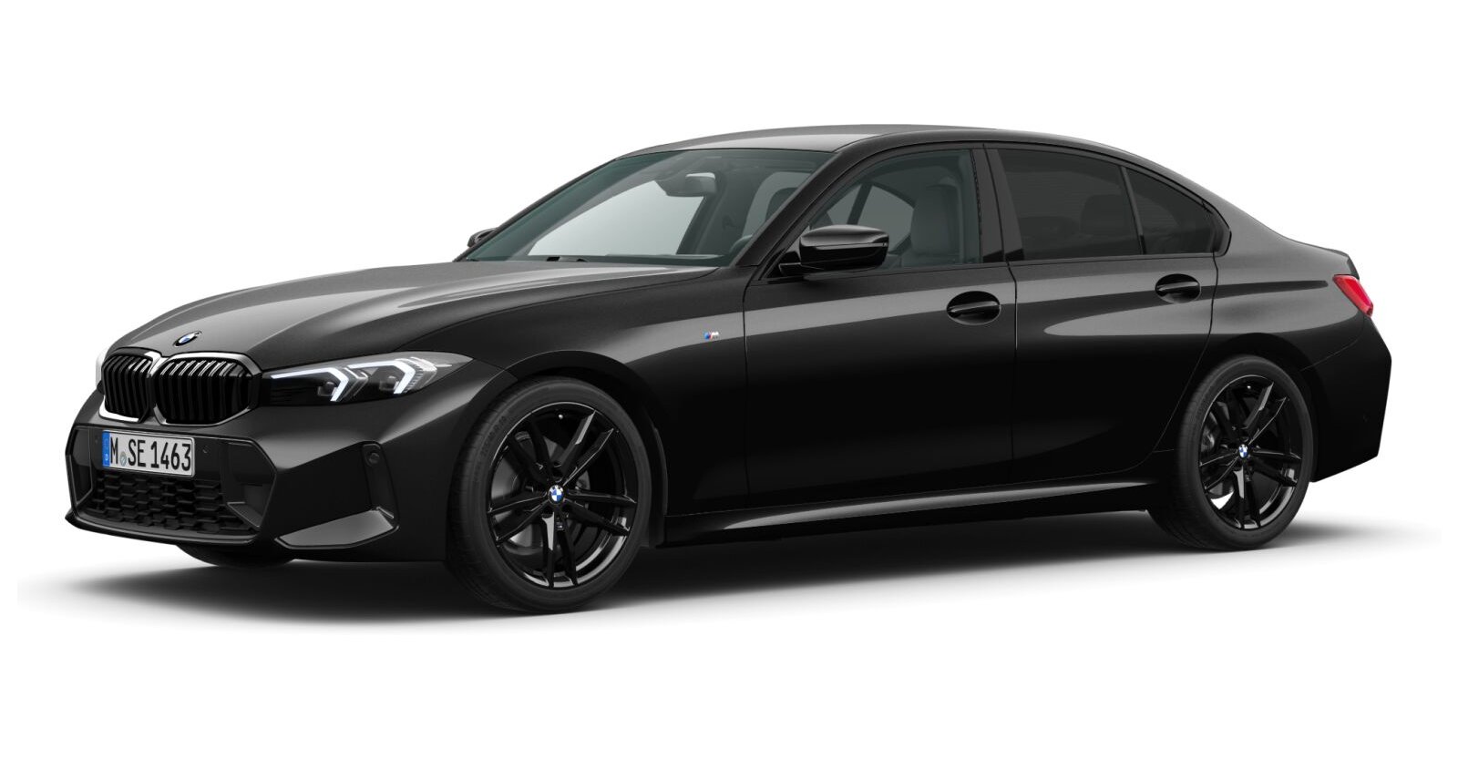 BMW 320i Limousine in Schwarz von vorne BMW 320i Limousine in Schwarz von vorne