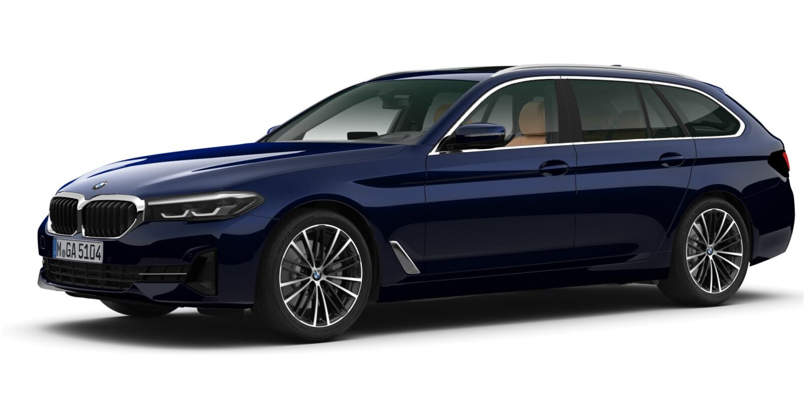 BMW 520d Touring in Blau von vorne