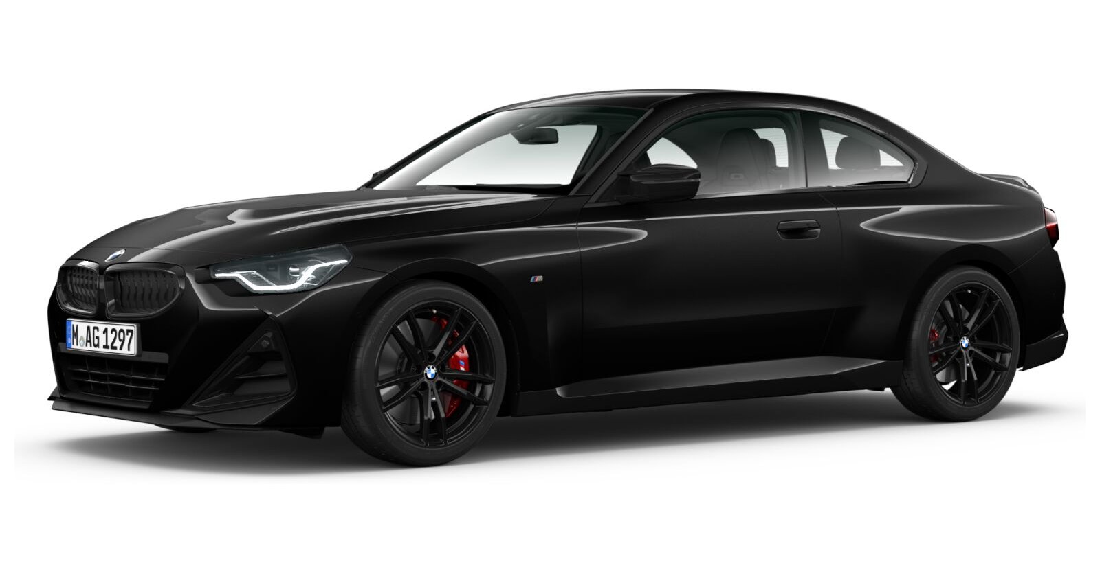BMW M240i xDrive Coupé in Schwarz von vorne BMW M240i xDrive Coupé in Schwarz von vorne