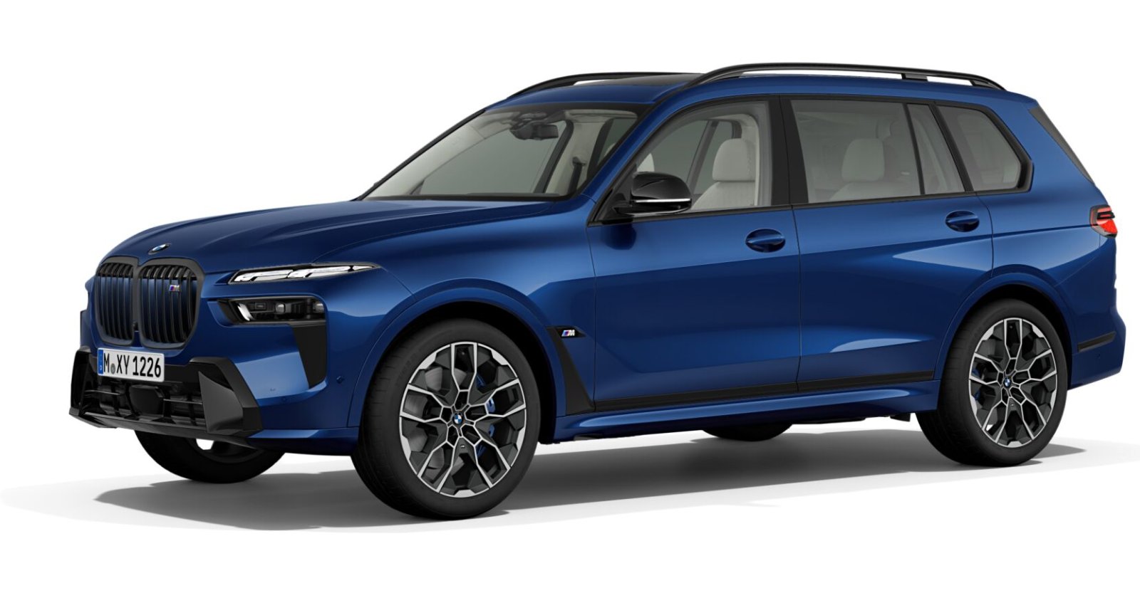 BMW X7 M60i xDrive in Blau von vorne BMW X7 M60i xDrive in Blau von vorne