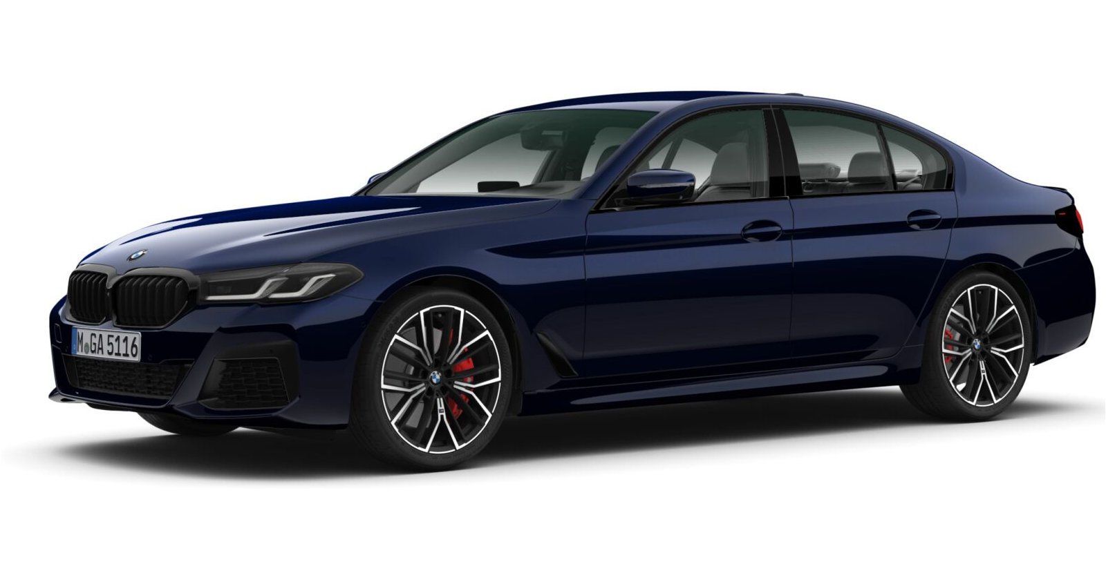 BMW M550i xDrive Limousine in Blau von vorne BMW M550i xDrive Limousine in Blau von vorne