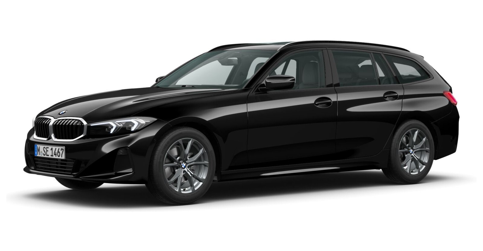 BMW 318d Touring in Schwarz von vorne BMW 318d Touring in Schwarz von vorne