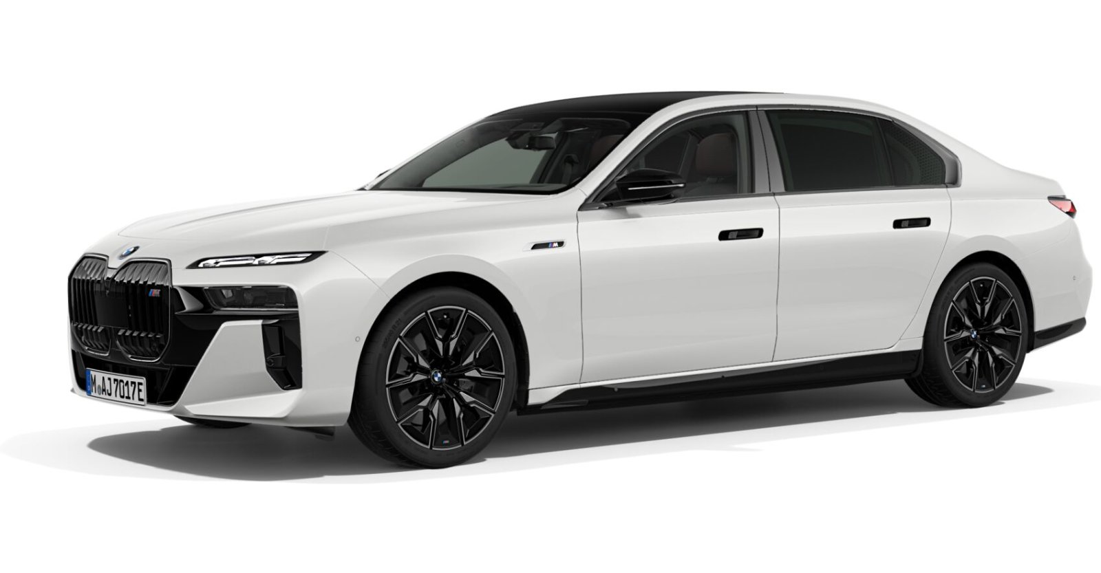 BMW i7 M70 xDrive Limousine in Weiß von vorne BMW i7 M70 xDrive Limousine in Weiß von vorne